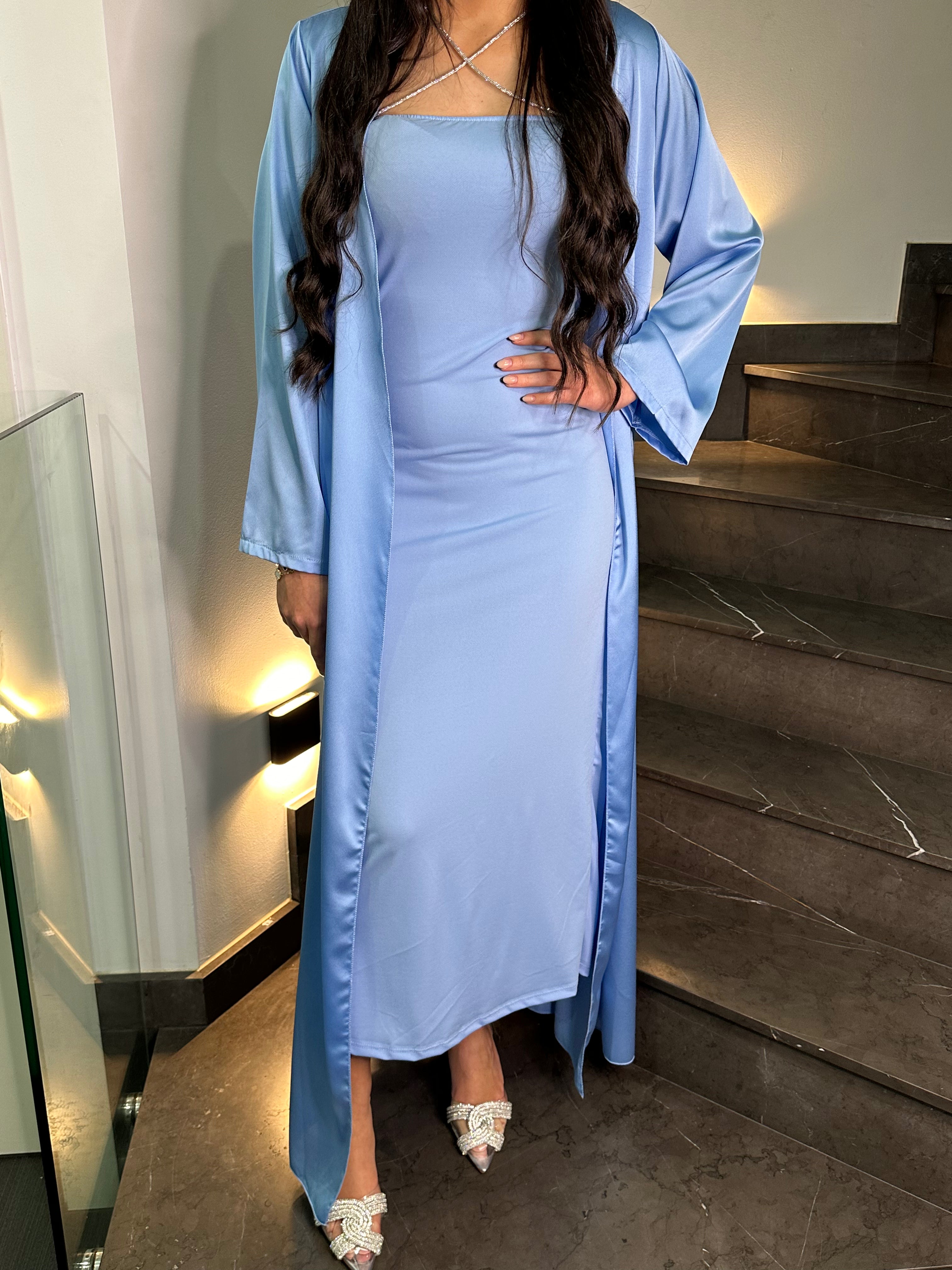 Strapless rhinestone dress and satin kimono set - Main Image