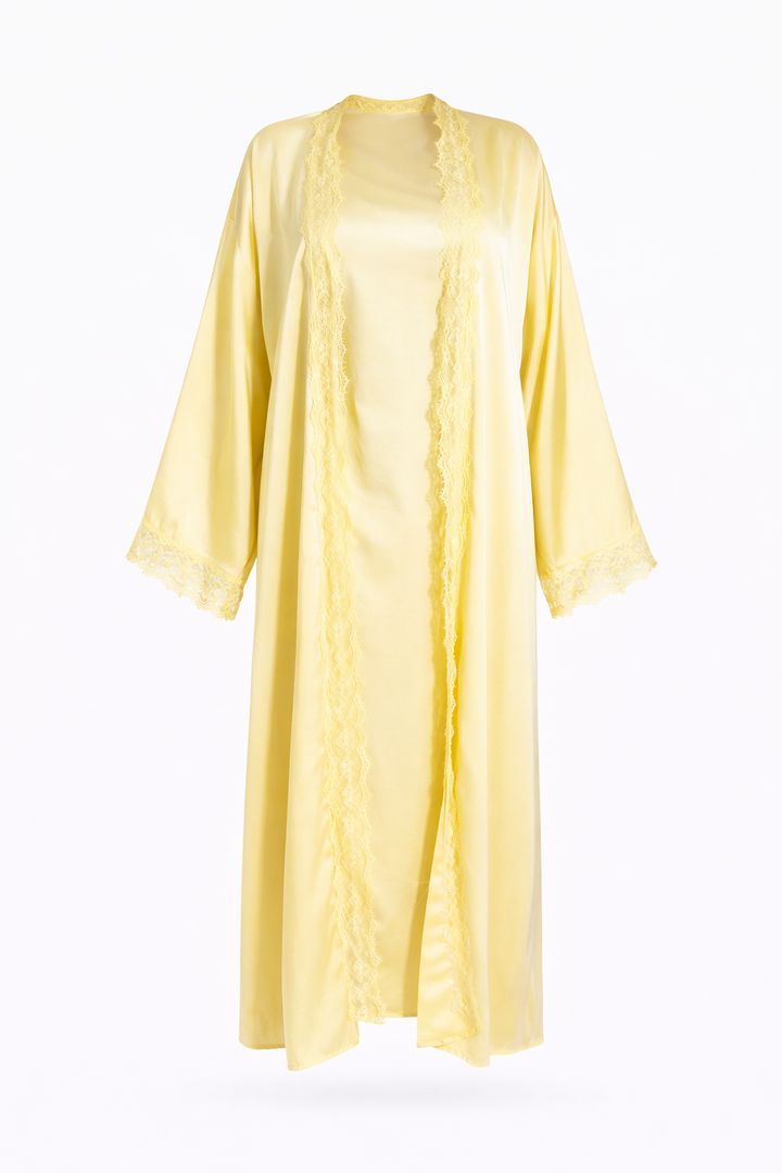 Chantilly Satin Lace Abaya Set