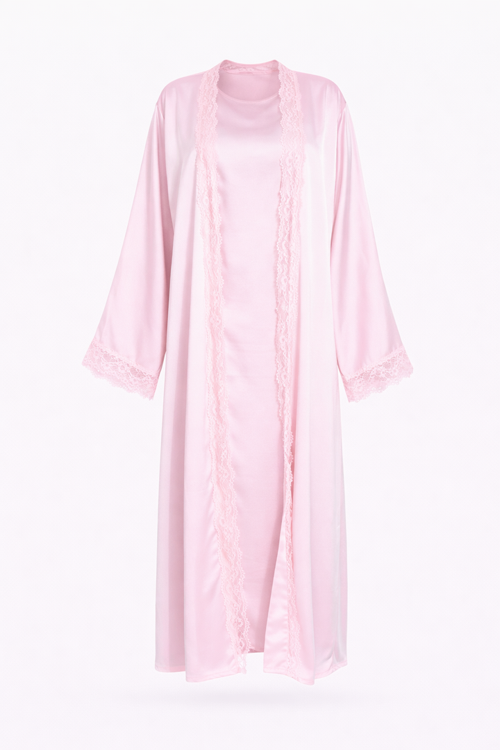 Chantilly Satin Lace Abaya Set