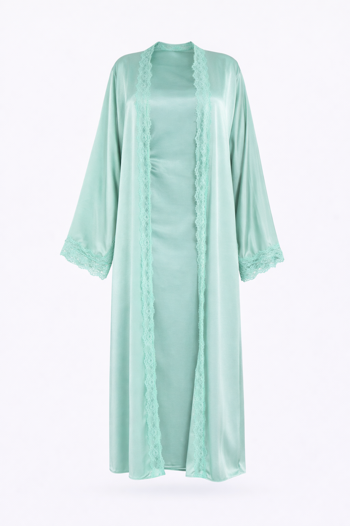 Chantilly Satin Lace Abaya Set
