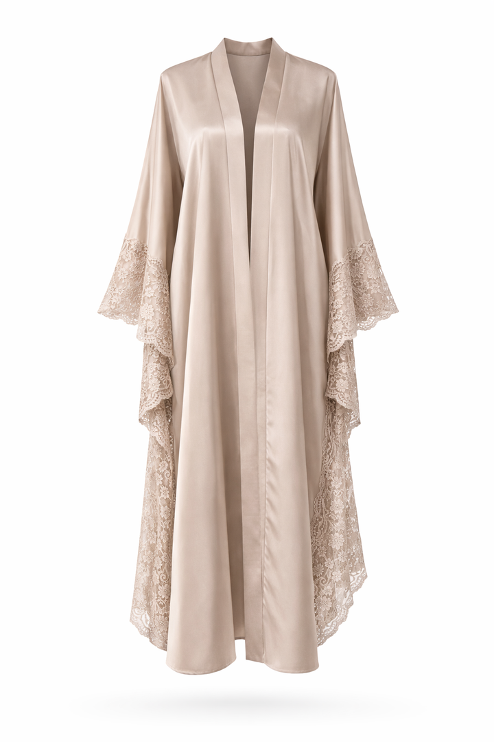 Satin lace kimono
