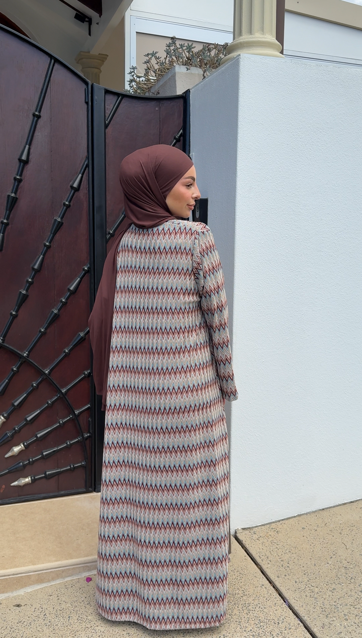 Marron Zig-zag Abaya