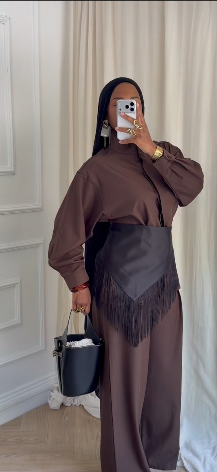 Black Satin Tassle Waisted Belt