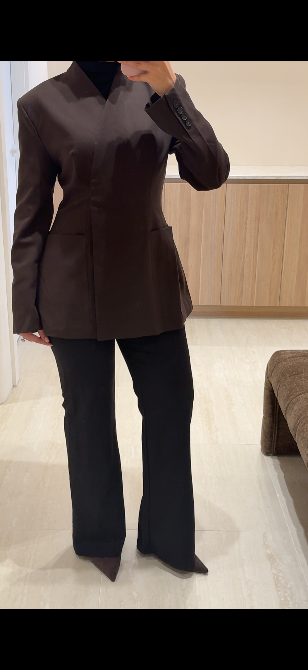 Eliz-Mae Cinched Blazer — Charcoal grey