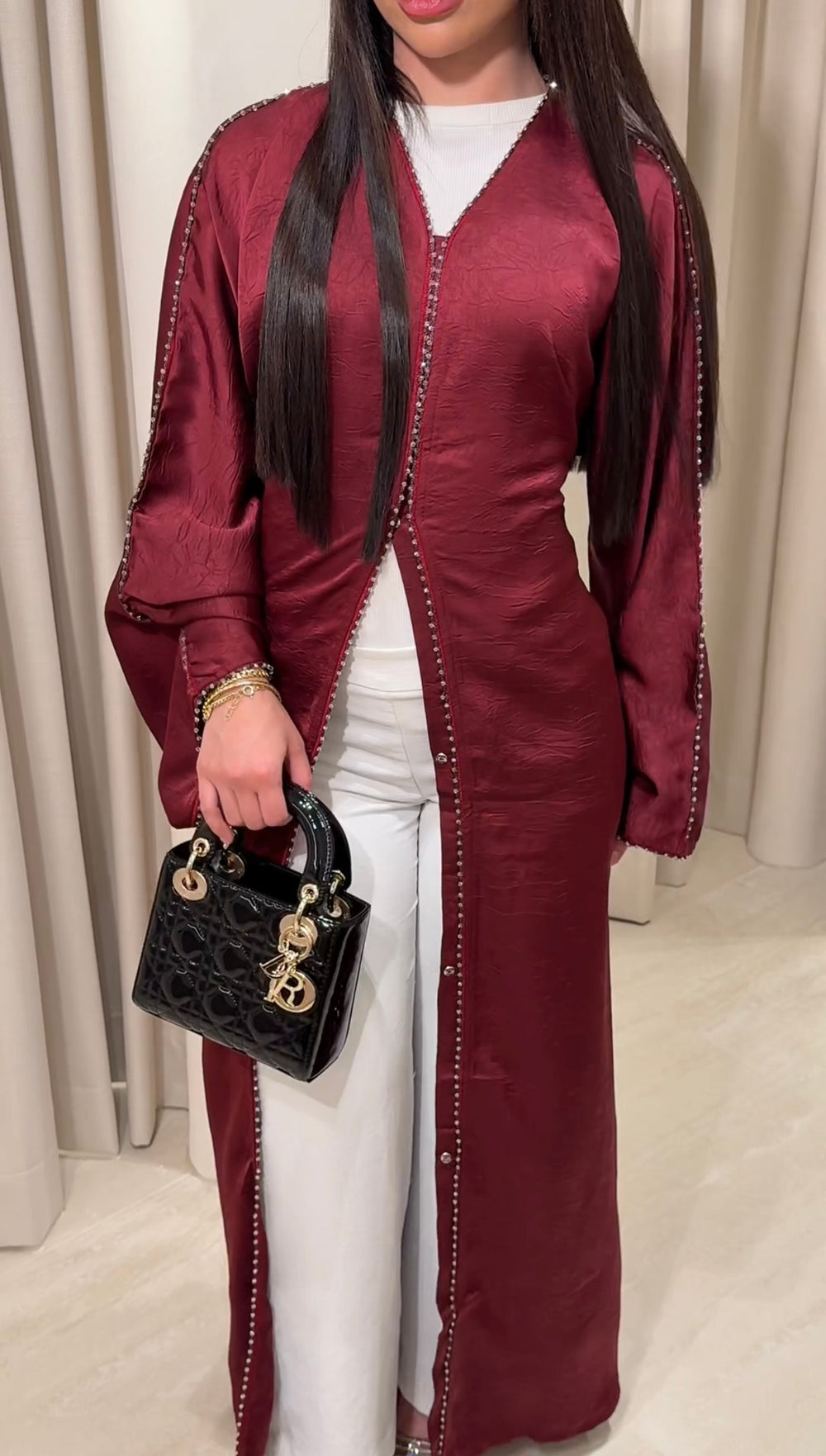 Siren Crystal Abaya — Burgundy