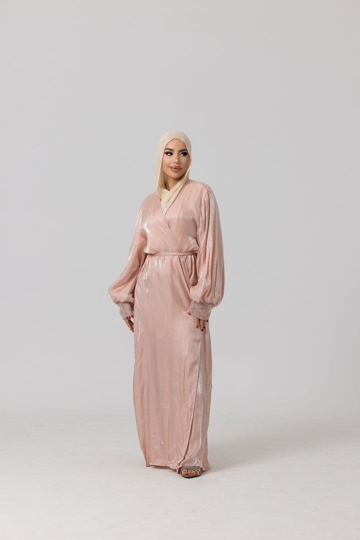 PIXIE MESH SLEEVE OPEN ABAYA- With belt