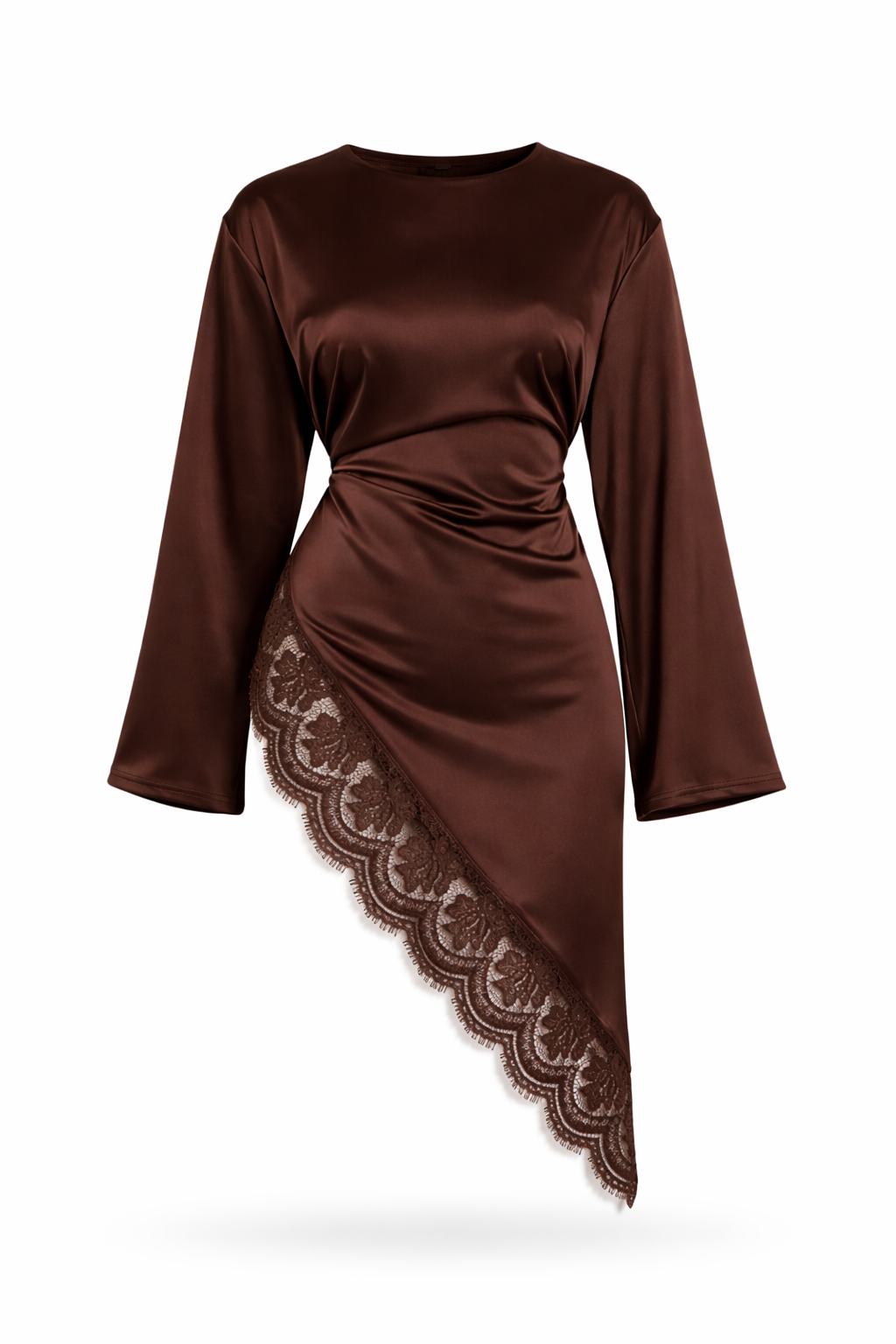 Modest Starlight Asymmetrical Lace Satin Top