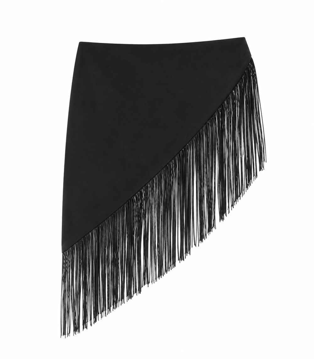 Satin Tassel Waisted Belt — Black