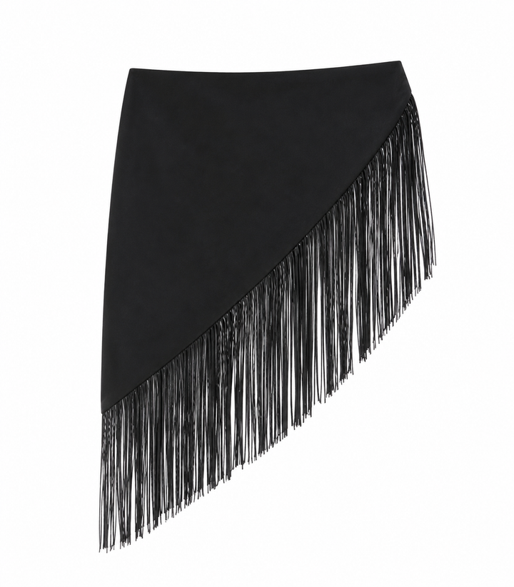 Black Satin Tassle Waisted Belt