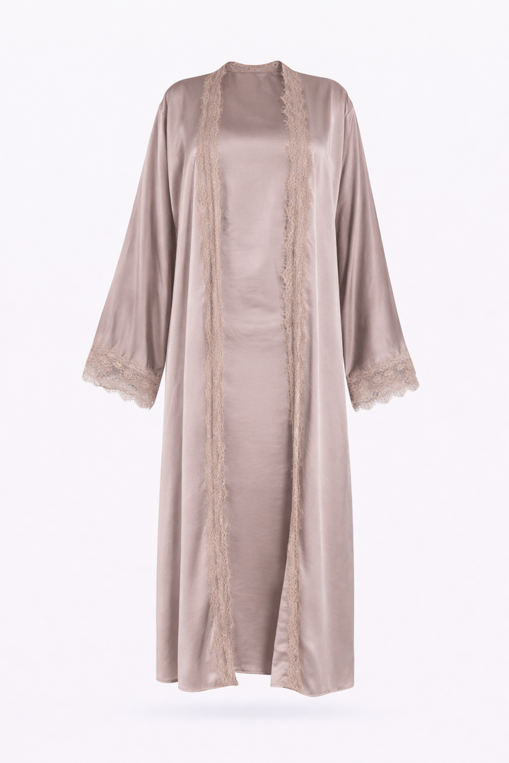 Chantilly Satin Lace Abaya Set