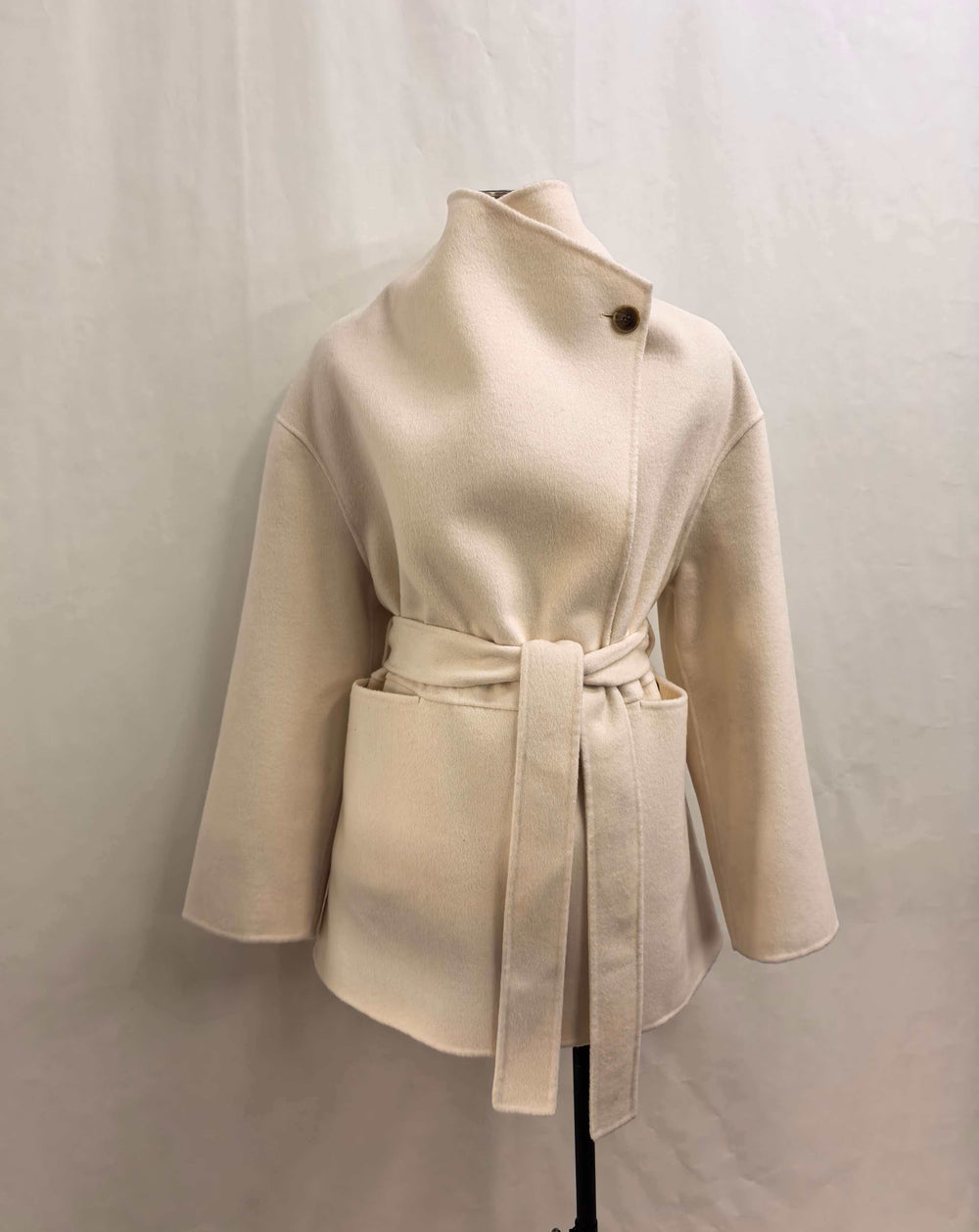 Vikky Wool Wrap Coat — Crème