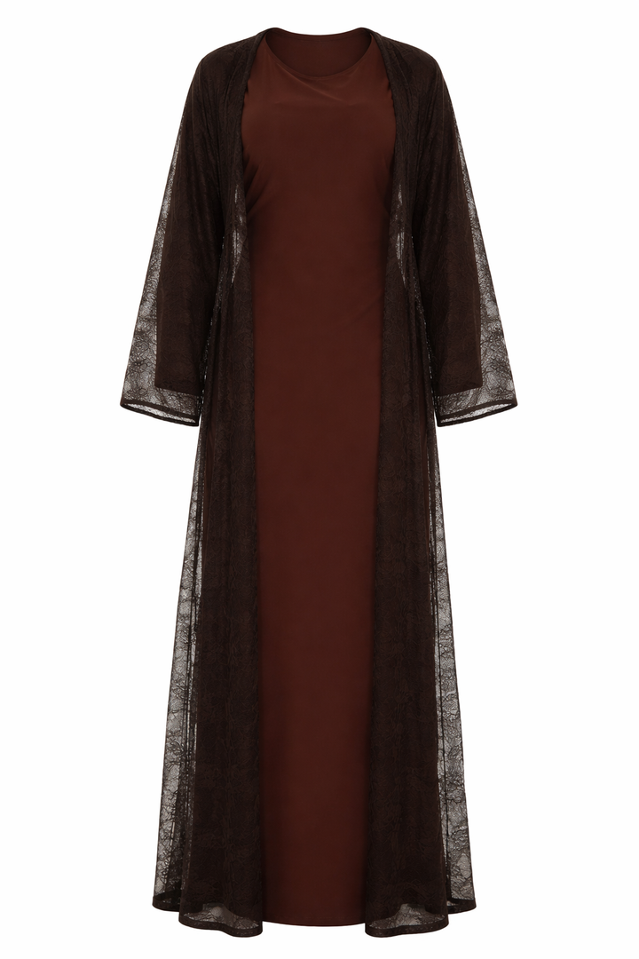 Truffle Lace Abaya Set