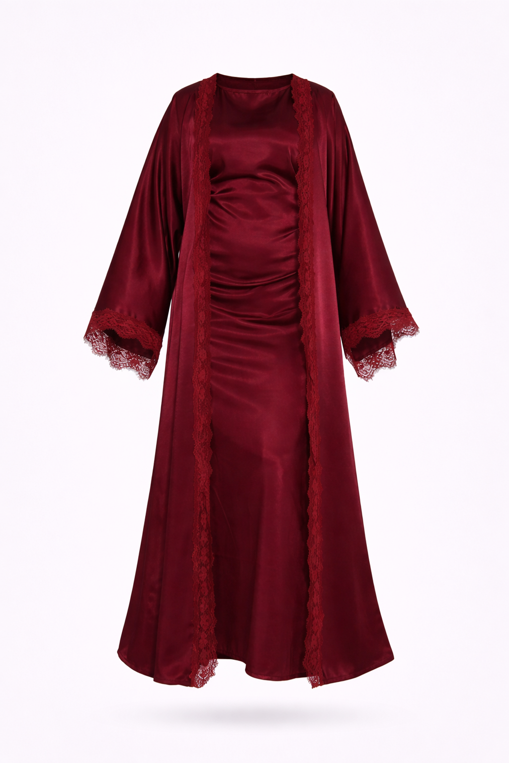 Chantilly Satin Lace Abaya Set
