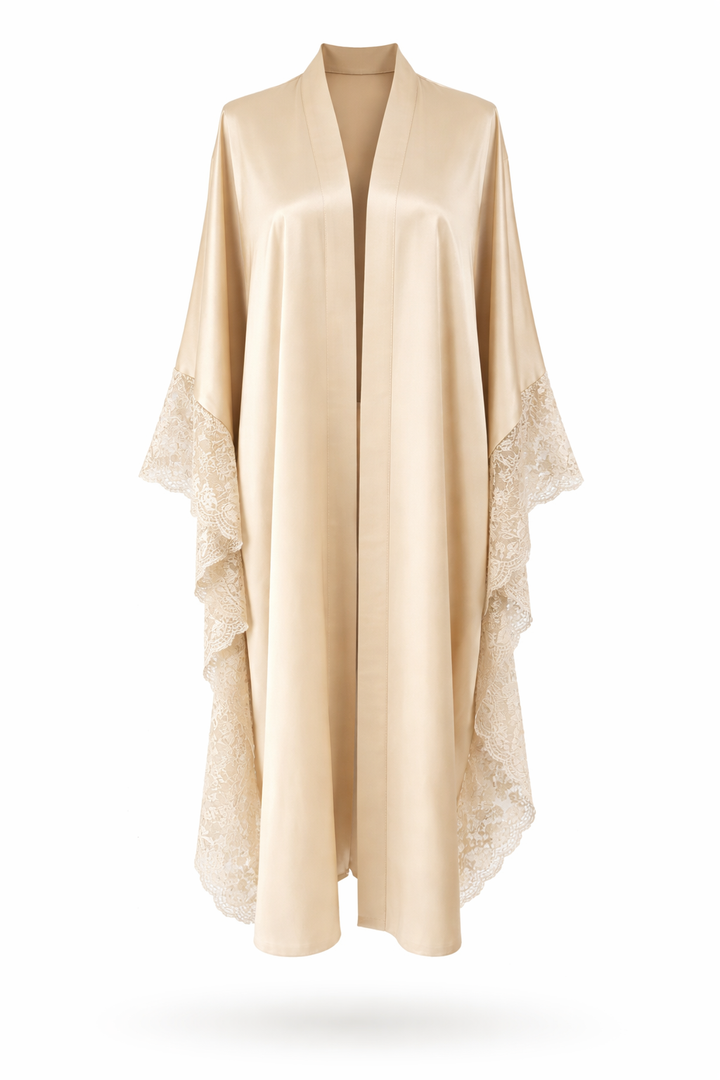 Satin lace kimono