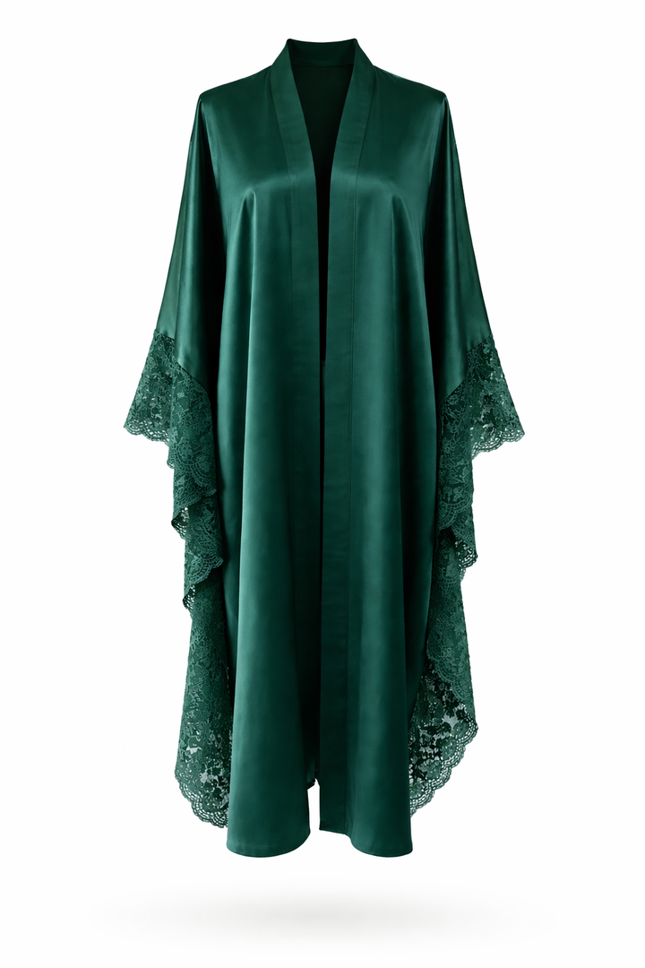 Satin lace kimono