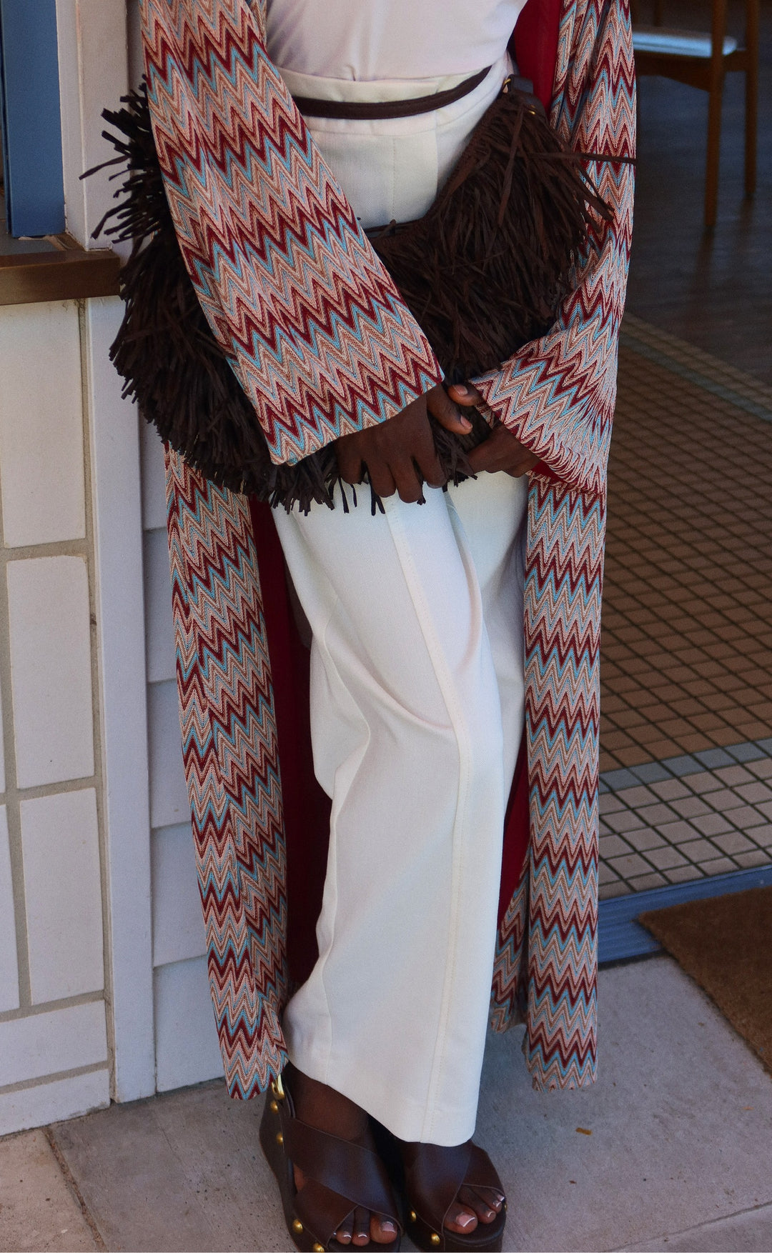 Marron Zig-zag Abaya