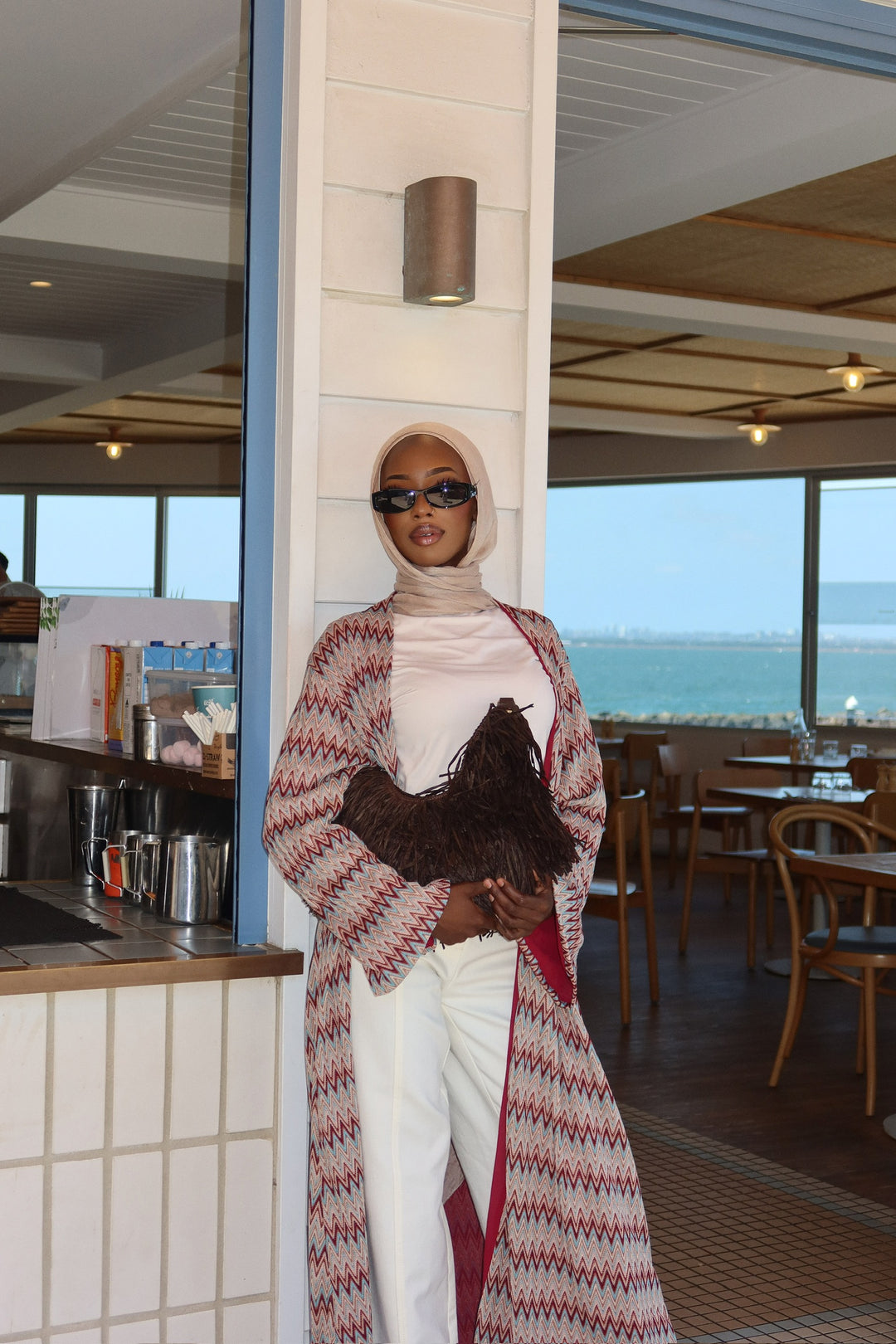 Marron Zig-zag Abaya