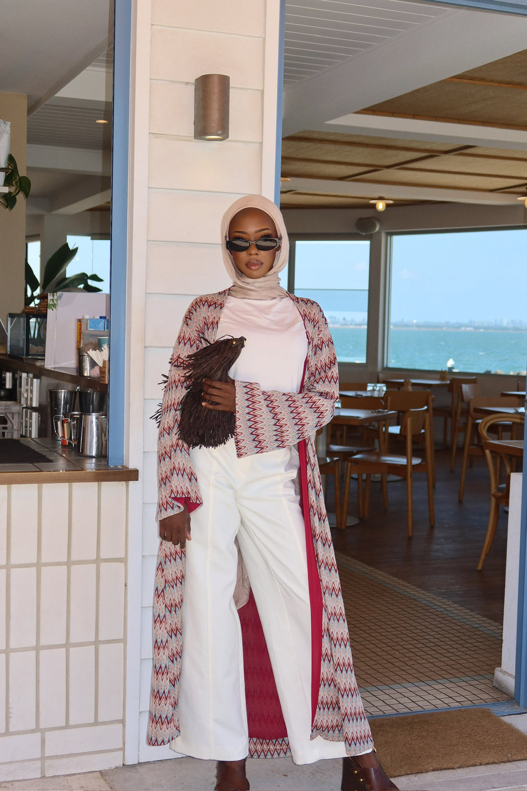 Marron Zig-zag Abaya