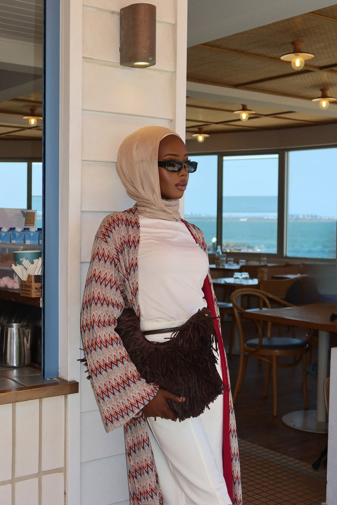 Marron Zig-zag Abaya