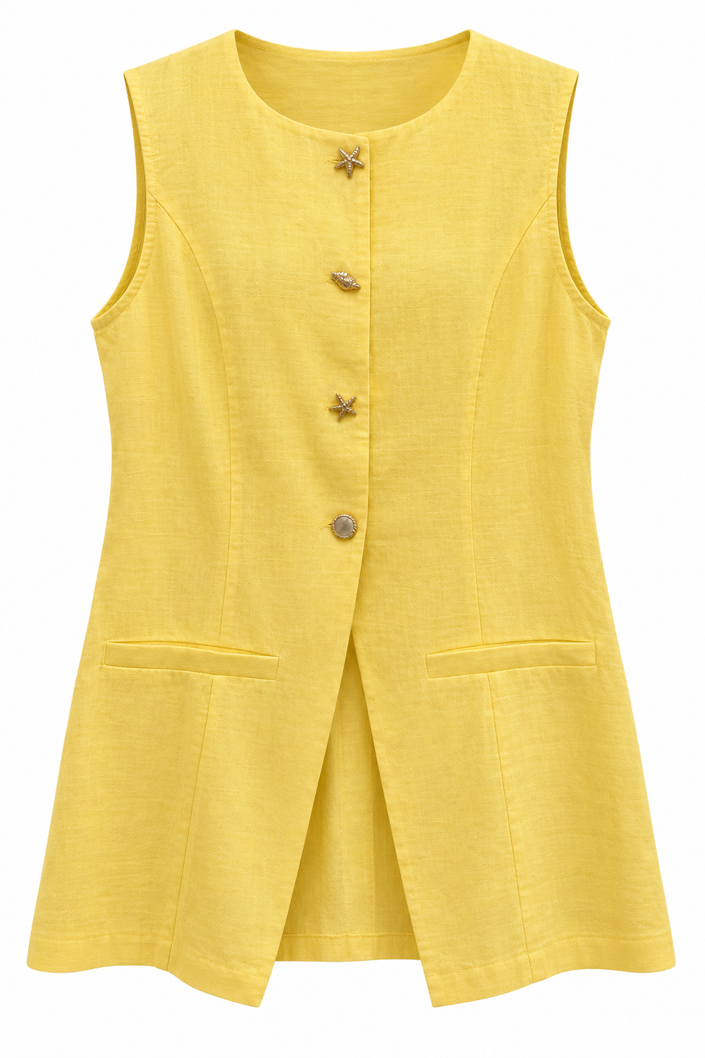 Beach Linen Vest — Yellow